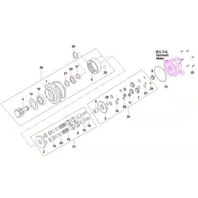 B229900005731 Delen van de Schommelingsmotor, het Graafwerktuig van de de Motorschommeling van SY50 SY60 SY65 SY65